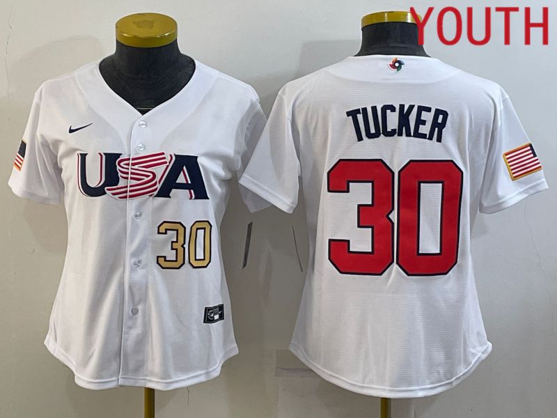 Youth 2023 World Cub USA #30 Tucker White MLB Jersey1